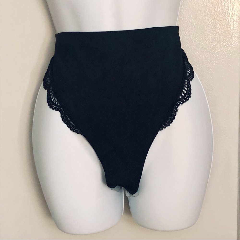 Black High Rise Smoothing Thong